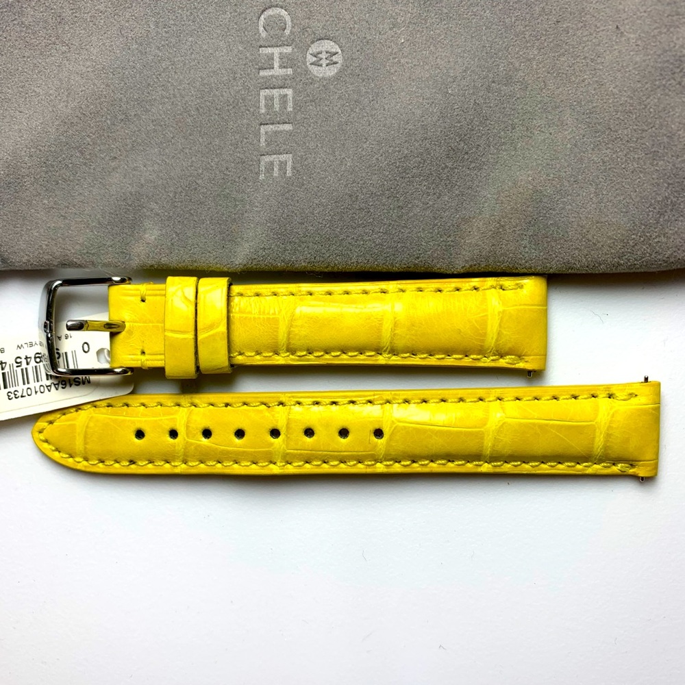 NWT Michele 16 Alligator Leather Yellow Watch Band